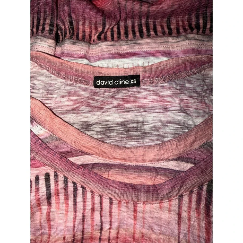 David Cline Women's Crushed Layered Look Tee Long Sleeve Size XS Multi Orchid